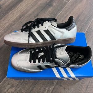 Adidas Women’s Sambas OG Metallic Silver & Black Sneakers